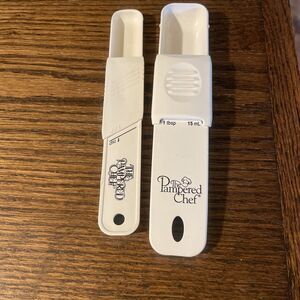 Lot of 2 Pampered Chef Adjustable Measuring Spoons Tsp & Tbsp Cooking Baking